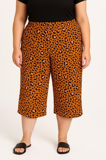 Pantalones estampados talla grande, marrón