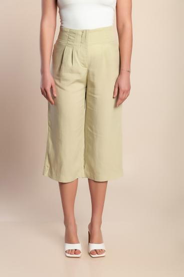 Pantalones capri de talla grande, color verde claro