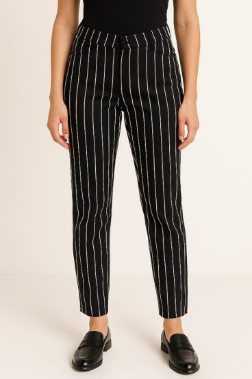 Pantalones a rayas talla grande, negros