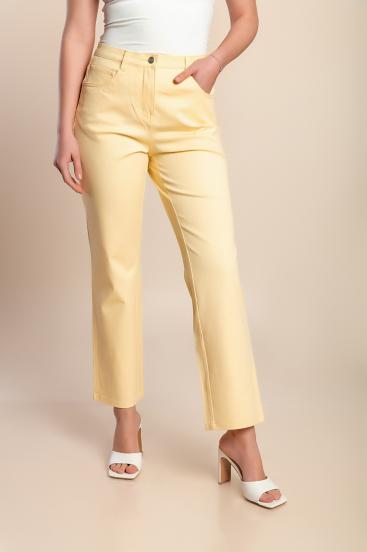 Pantalones de algodón de talla grande, color amarillo.