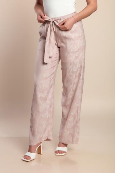 Pantalón largo con cinturón, rosa claro.