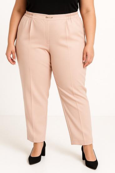 Pantalones elegantes talla grande, crema
