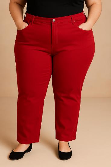 Pantalones de algodón talla grande, burdeos