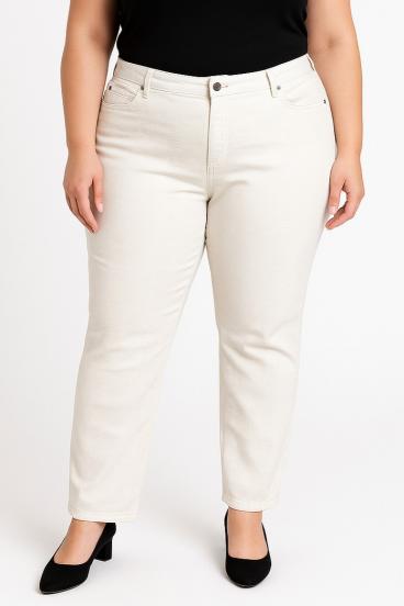 Pantalones de algodón talla grande, beige