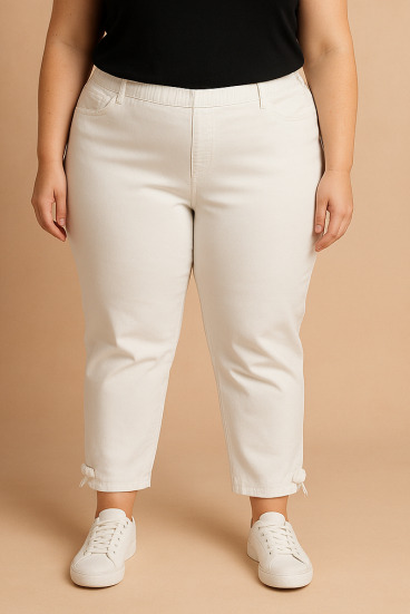 Pantalones de algodón talla grande, blancos