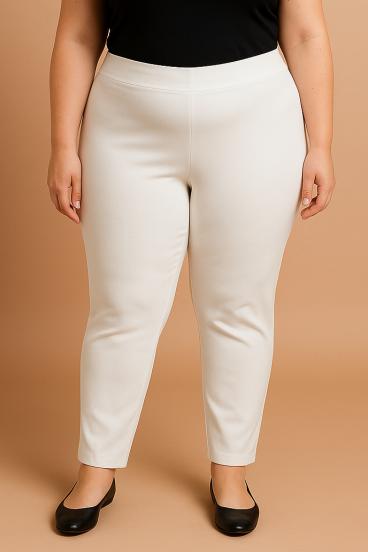 Pantalones elegantes talla grande, crema