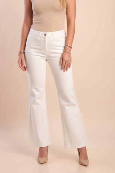 Pantalones acampanados de algodón, crema