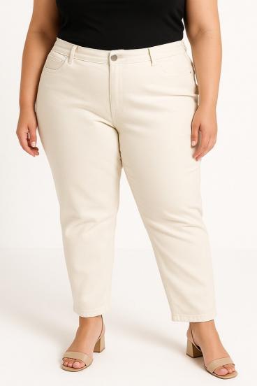 Jeans talla grande, crema