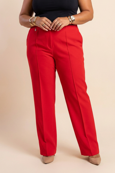 Pantalones elegantes talla grande, rojos