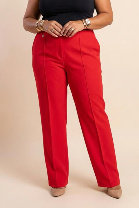Pantalones elegantes talla grande, rojos