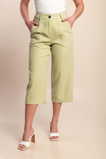 Pantalones capri de talla grande, color verde claro