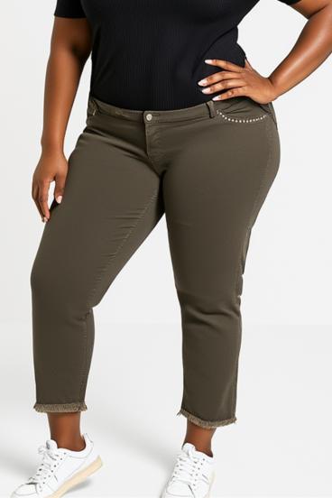 Pantalones de algodón talla grande, oliva
