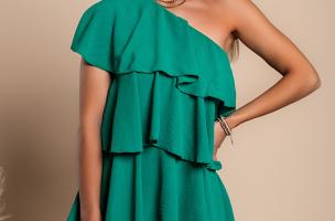 Mini vestido elegante con volantes Liona, verde