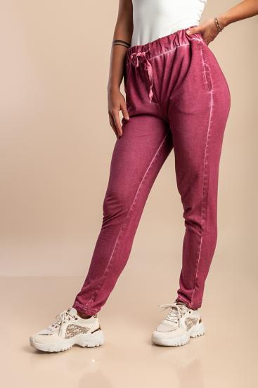 Pantalones deportivos de algodón talla grande, rosa