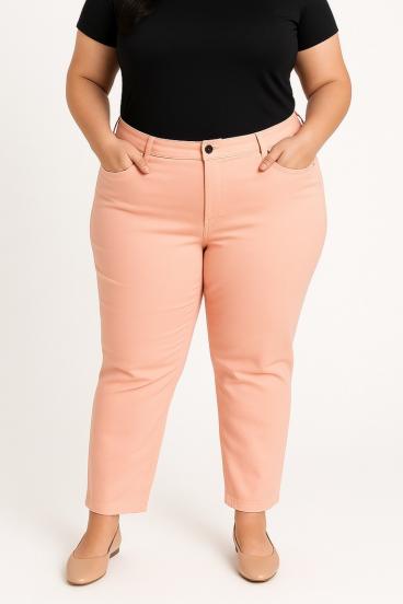 Pantalones de algodón talla grande, albaricoque