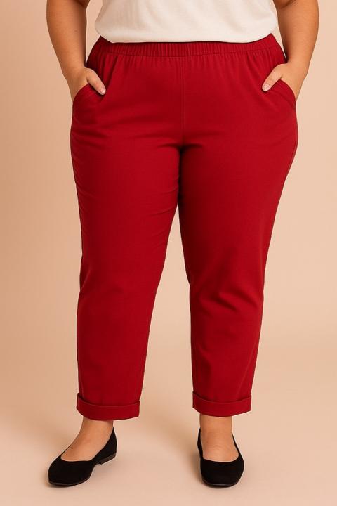 Pantalones talla grande, burdeos