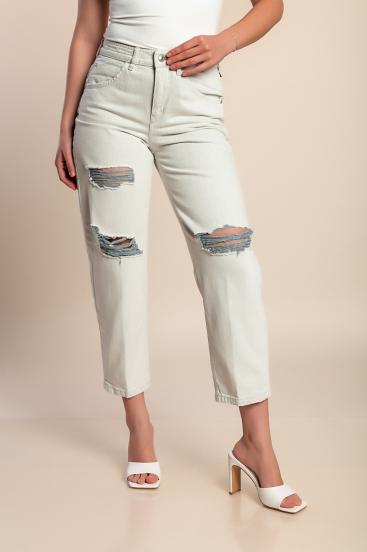Vaqueros de talla grande con aberturas, gris claro