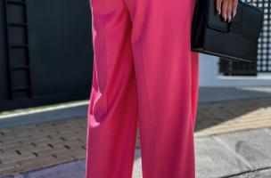 Pantalón largo elegante con pernera ancha Agora, rosa