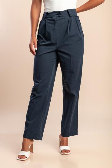 Pantalones de cintura alta de talla grande, color azul.