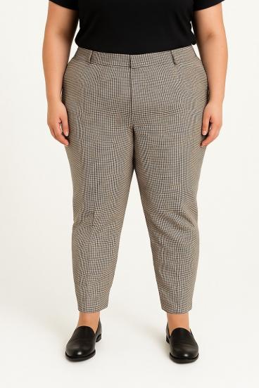 Pantalones talla grande con estampado a cuadros, marrón