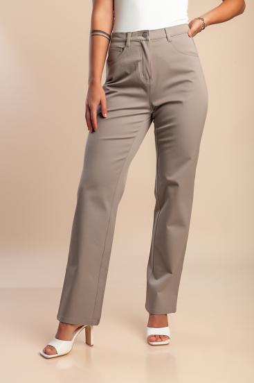 Pantalones de algodón talla grande, beige