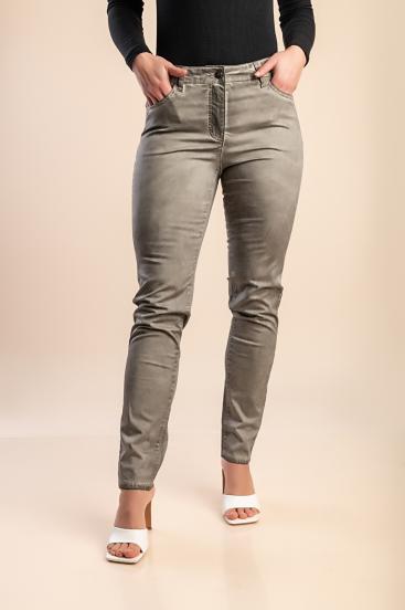 Pantalones ajustados de algodón, gris