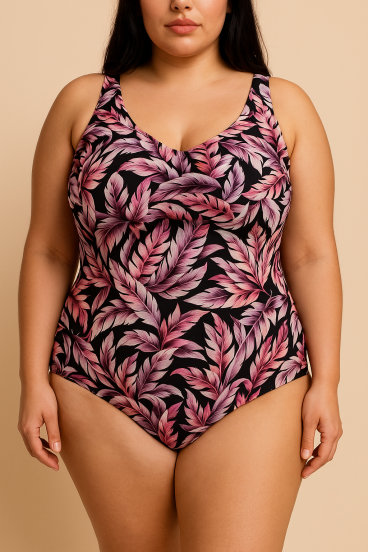 Traje de baño de talla grande, color negro.