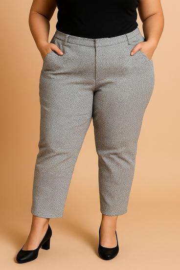 Pantalón de algodón de talla grande con estampado, blanco y negro