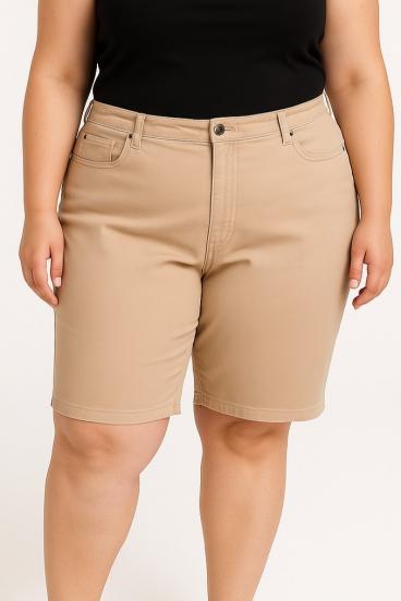 Pantalones de algodón talla grande, beige
