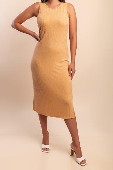 Vestido midi sin mangas, mostaza