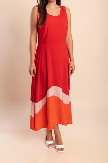Vestido largo sin mangas talla grande, rojo