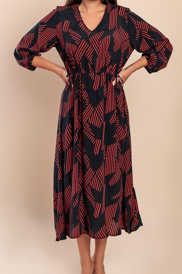 Vestido largo estampado, negro