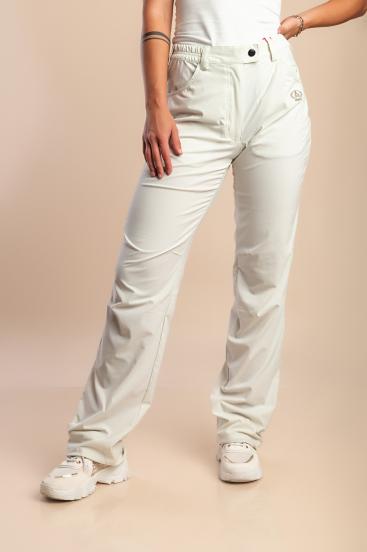 Pantalones talla grande con cintura elástica, crema