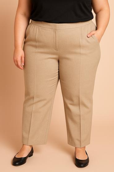 Pantalones elegantes talla grande, beige