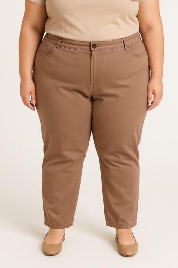 Pantalones de algodón talla grande, camel