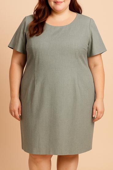 Vestido de talla grande con mangas cortas, color gris.