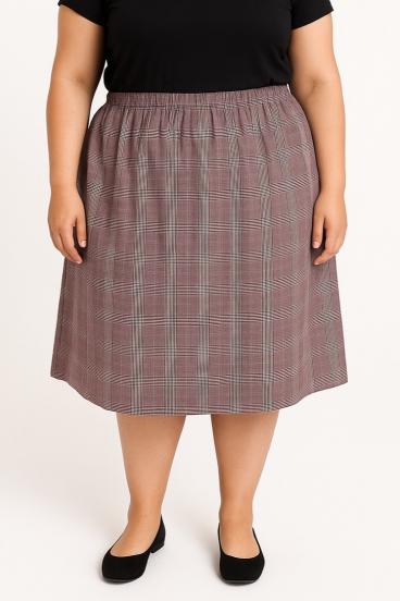 Falda talla grande con estampado a cuadros, morada