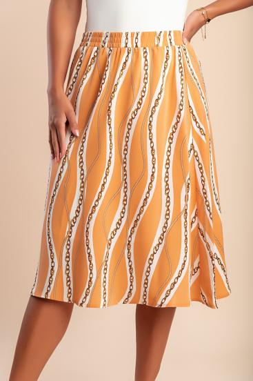 Falda estampada de talla grande, color naranja
