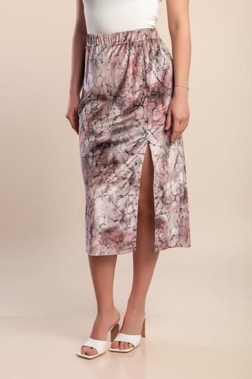 Falda midi de talla grande con estampado, rosa claro