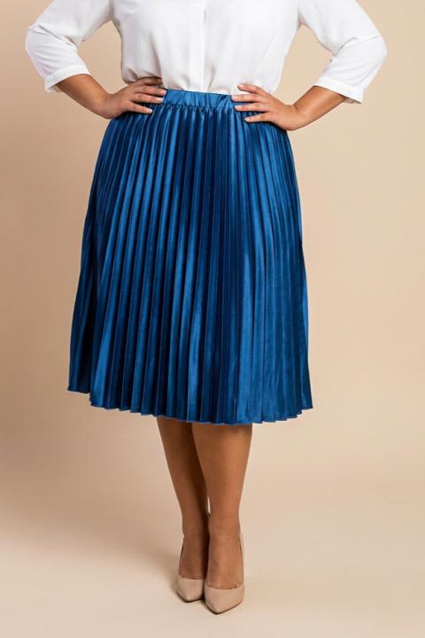 Falda plisada talla grande, azul