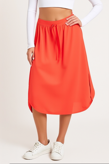 Falda midi talla grande, coral