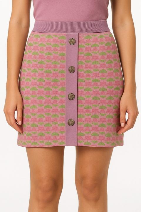 Falda de algodón con estampado, rosa