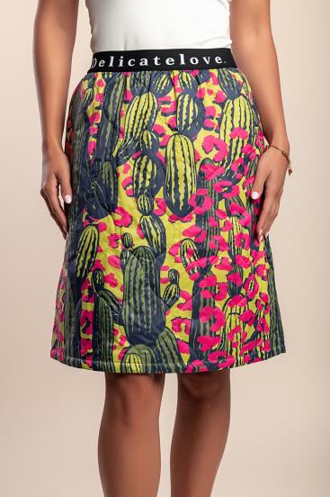 Falda midi con estampado, verde