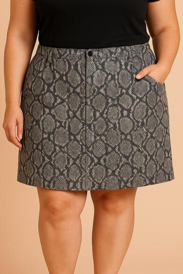 Mini falda de algodón talla grande, negra