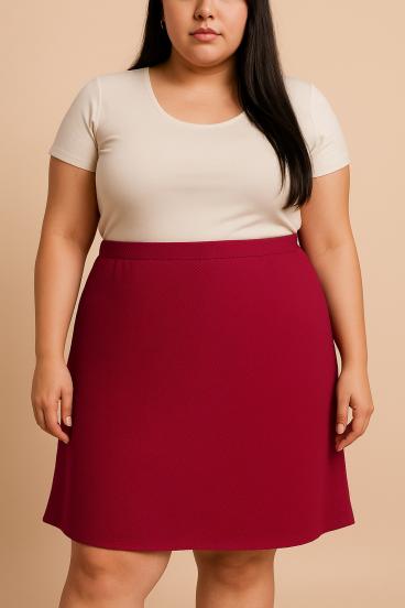 Falda de talla grande, color burdeos