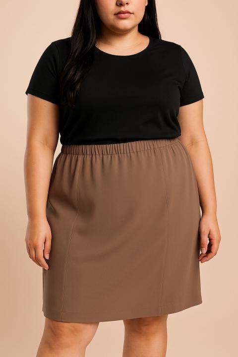 Falda de talla grande, marrón