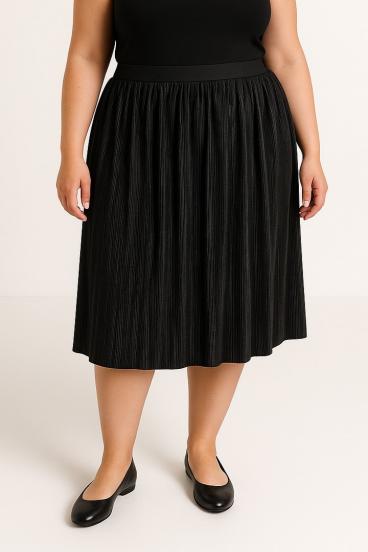 Falda midi talla grande, negra