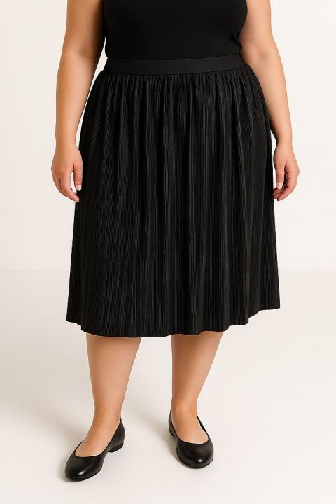 Falda midi talla grande, negra