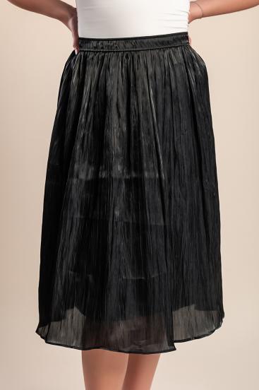 Falda midi de talla grande, negra