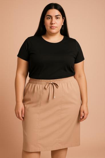 Falda de talla grande, color beige